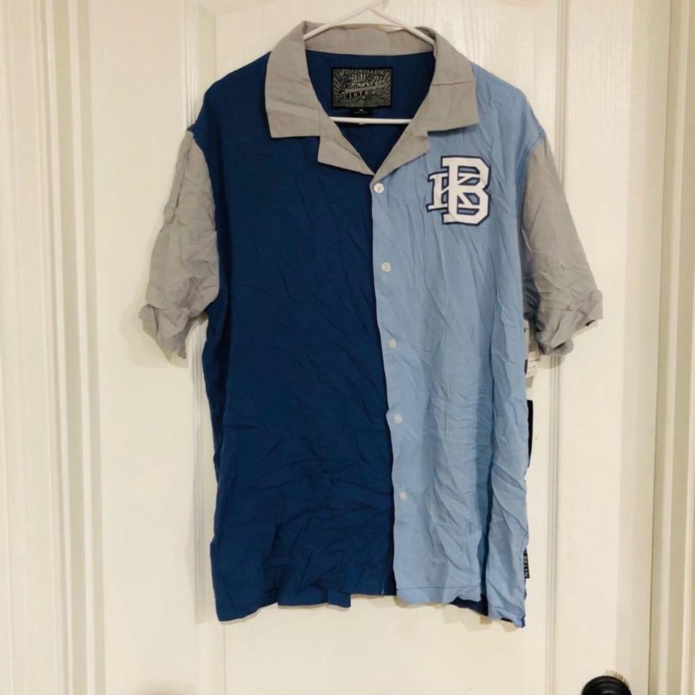 Brooklyn Cloth Mens Colorblock Button Down Shirt Blue Grey BTMF199S‎ Medium NWT